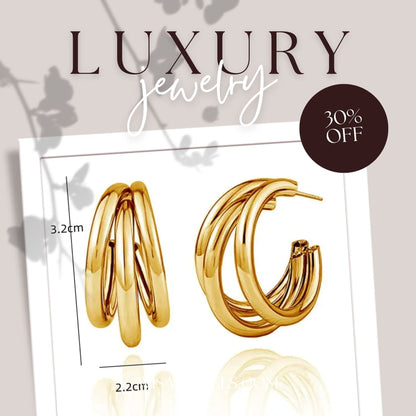 Golden Matte Twist Stainless Steel Hoop Earrings for Women